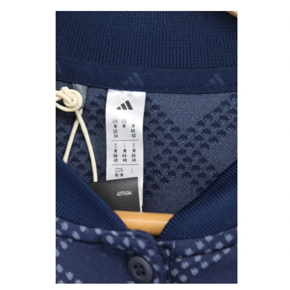 Adidas Ultimate365 Jacquard Navy Short Sleeve Polo Shirt Womens Size‎ M NWT